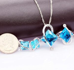  Dynamic Square Crystal Necklace Jewelry Set in 4 colour