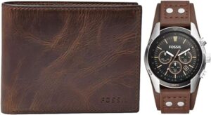 Men's Watch with Genuine Leather Bracelet Cuff, 3 Colour